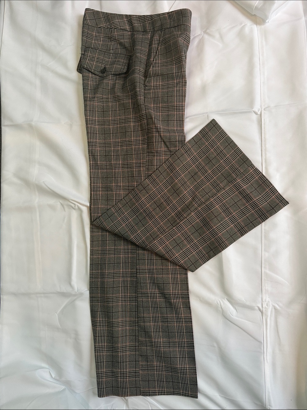 United Colors Of Benetton Plaid Wide-Leg Pants in Brown and Black